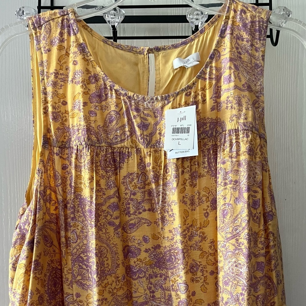 J.Jill Yellow Purple Floral Paisley Tiered Sleeveless Dress - Picture 5 of 10